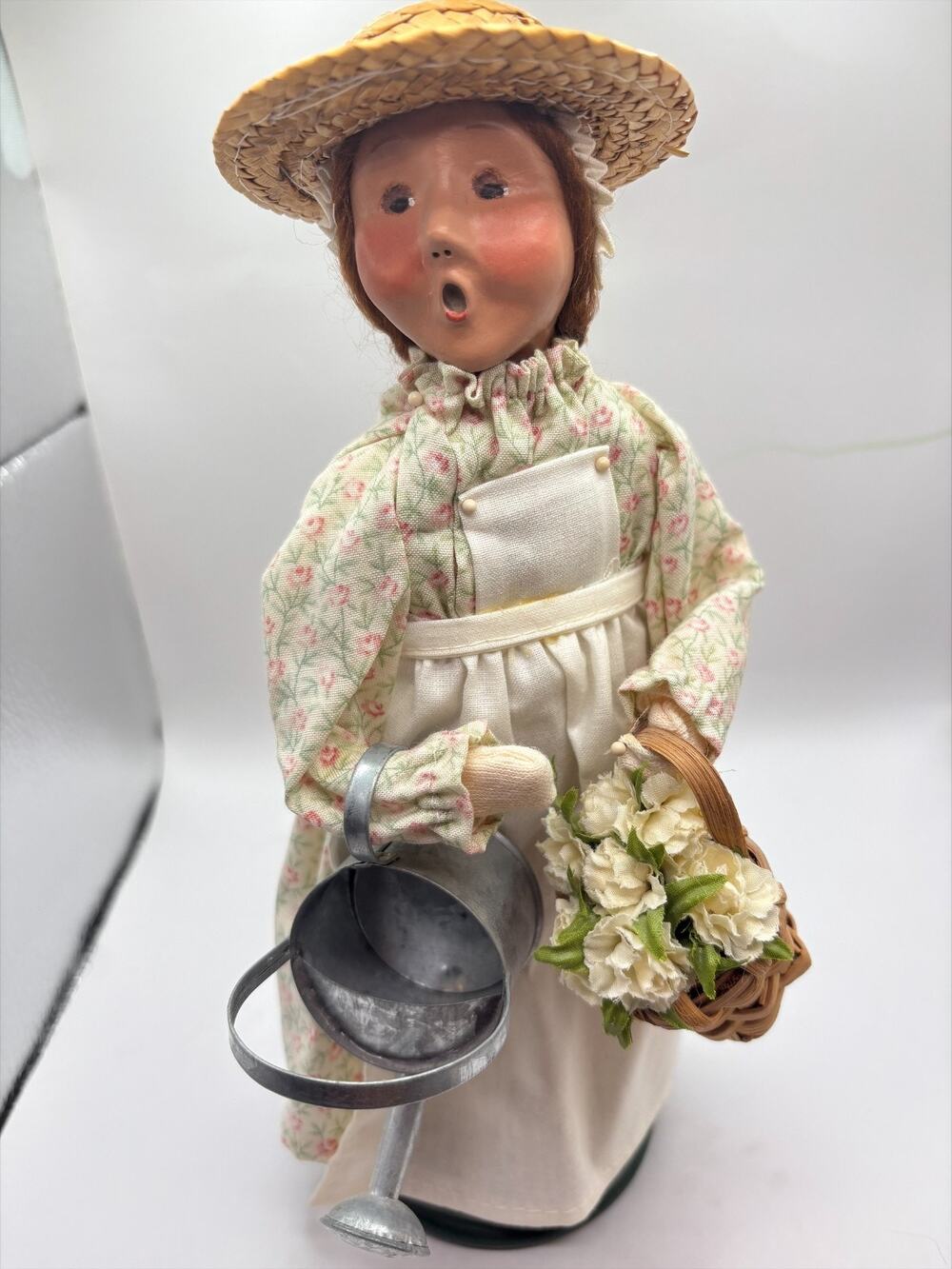 Byers Choice Williamsburg Girl With Basket of Flowers and Water Pail Dated 2003